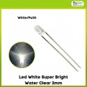 Led white super bright water clear 3mm
