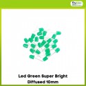Led Green Super Bright Diffused 10mm