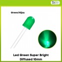 Led Green Super Bright Diffused 10mm