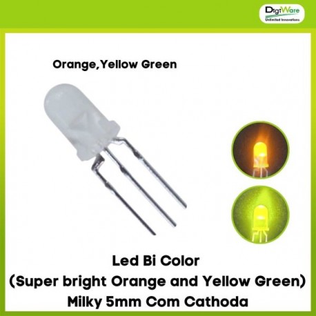 Led Bi Color (Super bright Orange and Yellow Green) Milky 5mm Com Cathoda