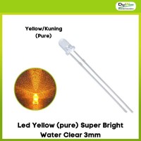 Led Yellow (pure) Super Bright Water Clear 3mm