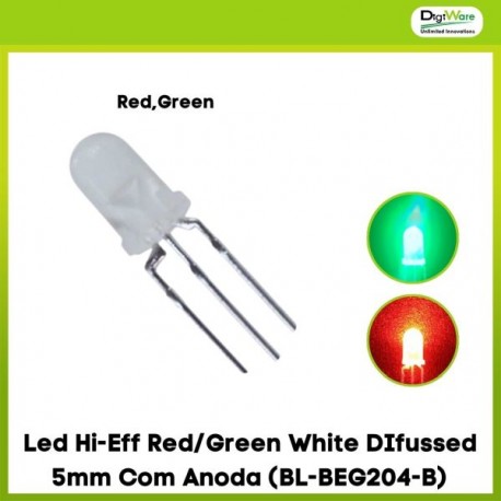 Led Hi-Eff Red/Green White DIfussed 5mm Com Anoda (BL-BEG204-B)