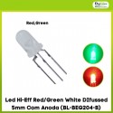 Led Hi-Eff Red/Green White DIfussed 5mm Com Anoda (BL-BEG204-B)