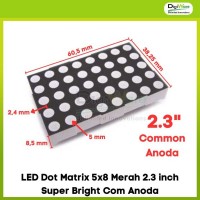 LED Dot Matrix 5x8 Merah 2.3 inch Super Bright Com Anoda