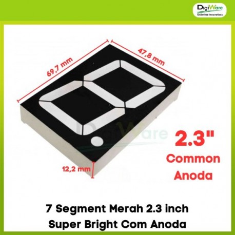 7 Segment Merah 2.3 inch Super Bright Com Anoda