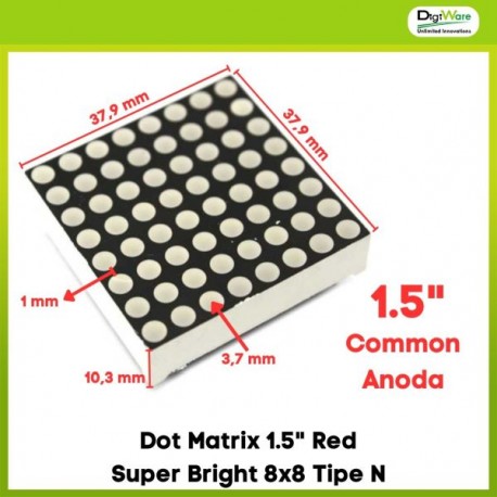 Dot Matrix 1.5&quot Red Super Bright 8x8 Tipe N