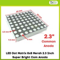 LED Dot Matrix 8x8 Merah 2.3 Inch Super Bright Com Anoda
