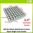LED Dot Matrix 8x8 Merah 2.3 Inch Super Bright Com Anoda