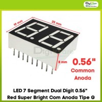 LED 7 Segment Dual Digit 0.56&quot Red Super Bright Com Anoda Tipe G+C11784
