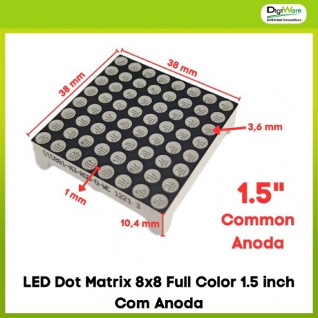 LED Dot Matrix 8x8 Full Color 1.5 inch Com Anoda