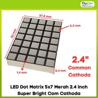LED Dot Matrix 5x7 Merah 2.4 inch Super Bright Com Cathoda