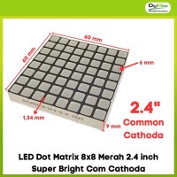 LED Dot Matrix 8x8 Merah 2.4 inch Super Bright Com Cathoda