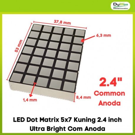 LED Dot Matrix 5x7 Kuning 2.4 inch Ultra Bright Com Anoda
