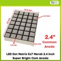 LED Dot Matrix 5x7 Merah 2.4 inch Super Bright Com Anoda