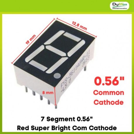 7 Segment 0.56&quot Red Super Bright Com Cathode