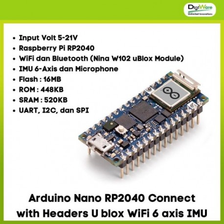 Arduino Nano RP2040 Connect with Headers U blox WiFi 6 axis IMU