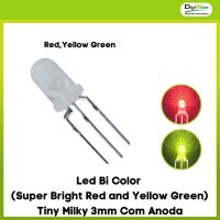 Led Bi Color (Super Bright Red and Yellow Green) Tiny Milky 3mm Com Anoda