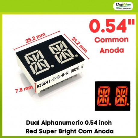 Dual Alphanumeric 0.54 Inch Red Super Bright Com Anoda