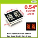 Dual Alphanumeric 0.54 Inch Red Super Bright Com Anoda