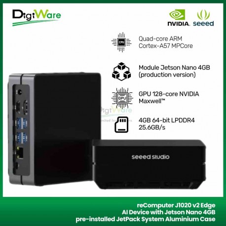 reComputer J1020 v2 Edge AI Device with Jetson Nano 4GB pre-installed JetPack System Aluminium Case