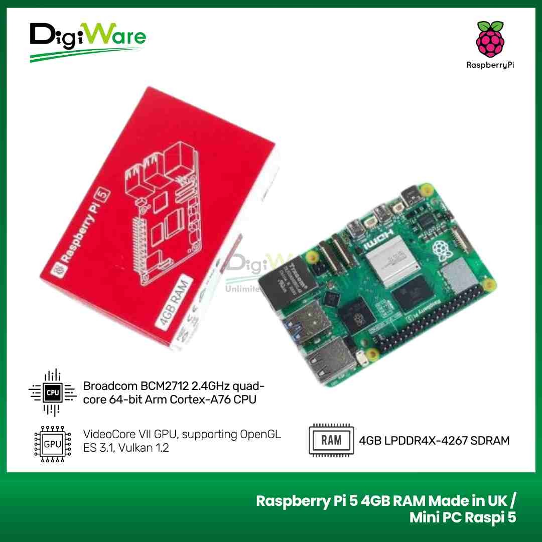 Raspberry Pi 5 4GB RAM Made in UK / Mini PC Raspi 5 - Digiware Store