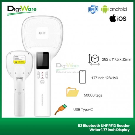 R2 Bluetooth UHF RFID Reader Writer 1.77 inch Display