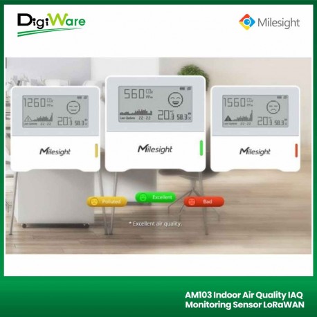 AM103 Indoor Air Quality IAQ Monitoring Sensor LoRaWAN 2.13 inch E-Ink Screen