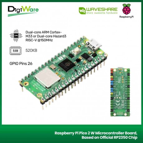 Raspberry Pi Pico 2 W Microcontroller Board, Based on Official RP2350 Chip, Dual-core and Dual-architecture Design, Supports WI