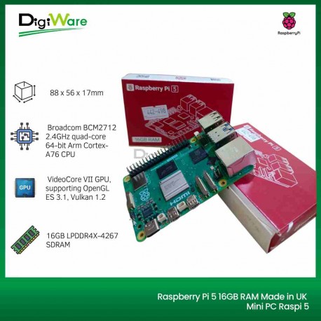 Raspberry Pi 5 16GB RAM Made in UK / Mini PC Raspi 5