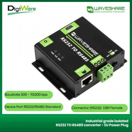 Industrial grade isolated RS232 TO RS485 converter - EU Power Plug