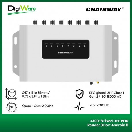 U300-8 Fixed UHF RFID Reader 8 Port Android 11