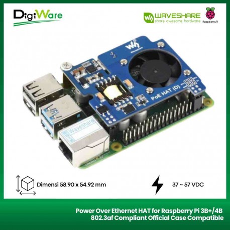 Power Over Ethernet HAT for Raspberry Pi 3B+/4B 802.3af Compliant Official Case Compatible