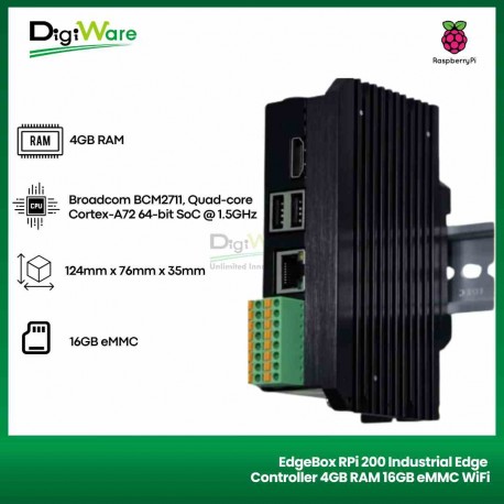 EdgeBox RPi 200 Industrial Edge Controller 4GB RAM 16GB eMMC WiFi