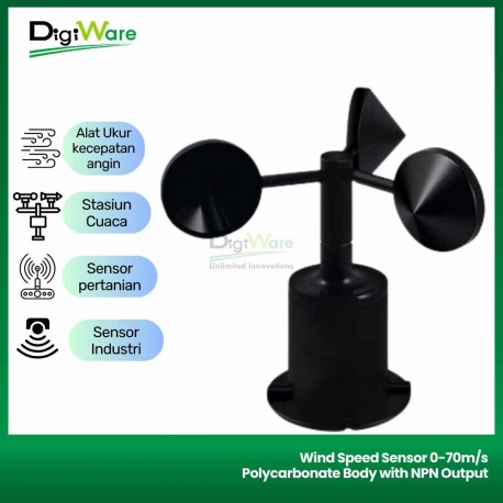Wind Speed Sensor 0-70m/s Polycarbonate Body with NPN Output