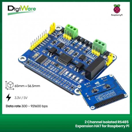 2-Channel Isolated RS485 Expansion HAT for Raspberry Pi