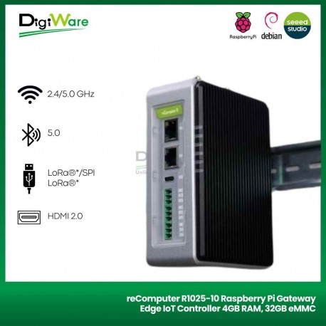 reComputer R1025-10 Raspberry Pi Gateway Edge IoT Controller 4GB RAM, 32GB eMMC