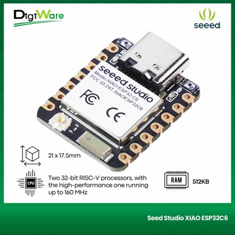 Seeed Studio XIAO ESP32C6 with Dual 32-bit RISC-V Processors Support 2.4GHz WiFi 6, BLE 5.0, Zigbee, and Thread