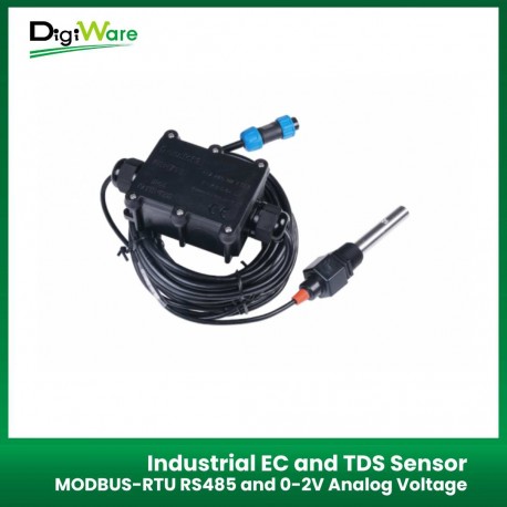 Industrial EC and TDS Sensor MODBUS-RTU RS485 and 0-2V Analog Voltage with waterproof aviation connector