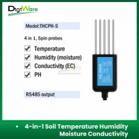 4-in-1 Soil Temperature Humidity Moisture Conductivity EC PH Sensor with RS485 Output