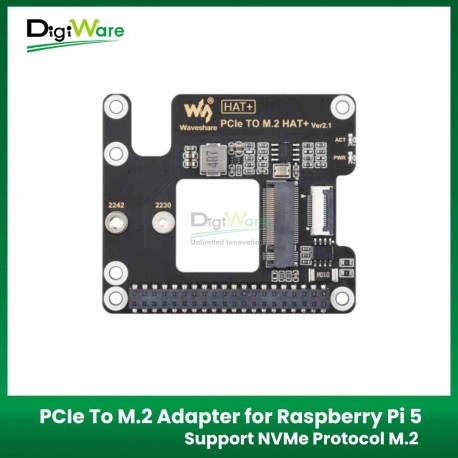 PCIe To M.2 Adapter for Raspberry Pi 5 HAT+ Standard Support NVMe Protocol M.2 Solid State Drive High Speed Reading/Writing