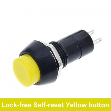 Push Button Switch Momentary No Lock 2 Pin 12mm 3A 150V Yellow