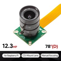 Arducam High Quality Camera for Raspberry Pi 12.3MP 1/2.3 Inch HQ Camera Module with 6mm CS Lens for Pi 4B 3B+ 2B 3A+ Pi Zero