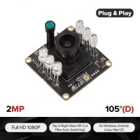 Arducam 1080P Day/Night Vision USB Camera, 2MP Infrared Webcam with Automatic IR-Cut Switching and IR LEDs