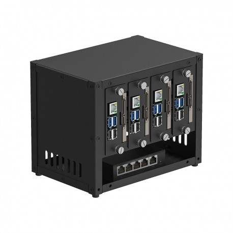 Upgraded Enclosure for Raspberry Pi Cluster Compatible with Pi 5/4B/3B/3B+ 4×2.5 inch SSD Support PoE+ HAT Switch 2 Cooling