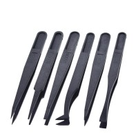 Pinset set 6 pcs Anti Static Electronic Tweezers Kit ESD Plastic PCB Repair Hand Tools Set