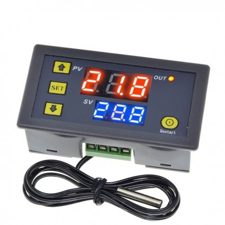 Digital Temperature Control LED Display Thermostat with Heat/Cooling Control Instrument 12V DC Relay Output 20A