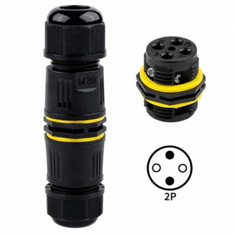 M20 IP68 Waterproof Wire Socket Connector Kabel 2.5mm 2P Core Line