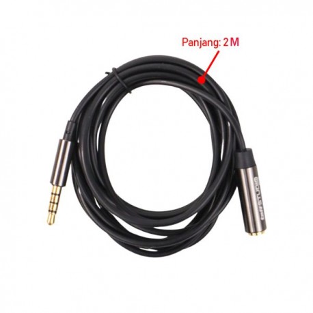Kabel Aux Audio Extension 3.5mm Male to Female 2M - AV121 - Black - JINSHOUWEI
