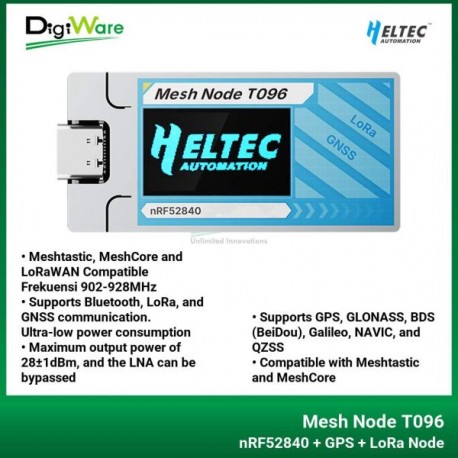 Mesh Node T096 nRF52840 + GPS + LoRa Node, Meshtastic, MeshCore and LoRaWAN Compatible 902-928MHz