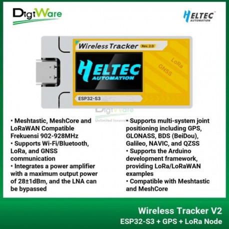 Wireless Tracker V2, ESP32-S3 + GPS + LoRa Node, Meshtastic, MeshCore and LoRaWAN Compatible